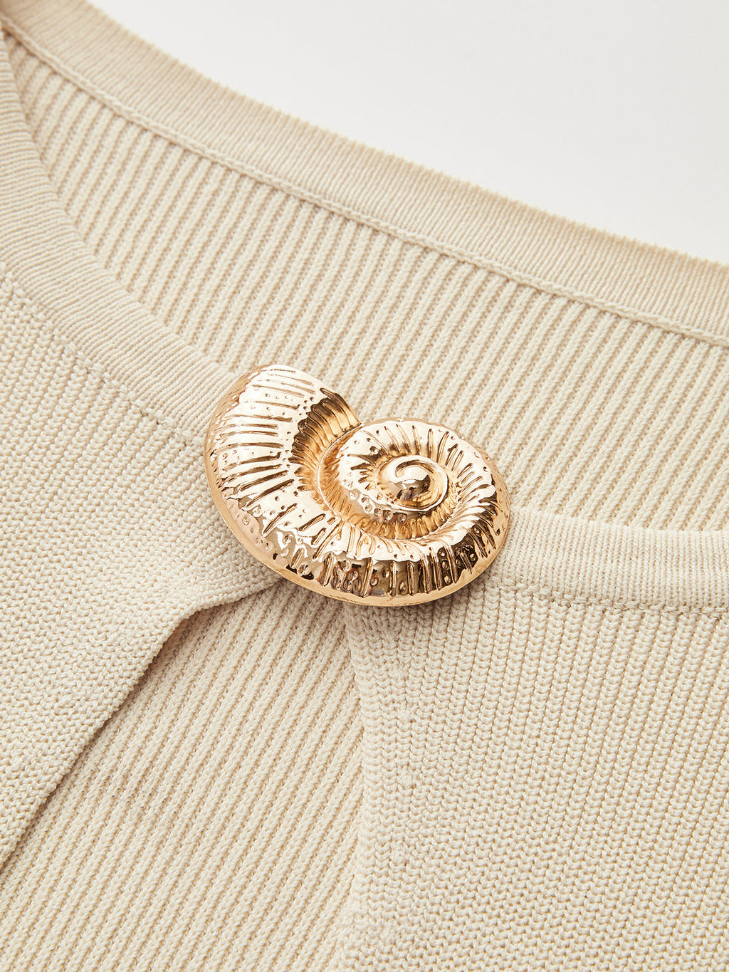 Keyhole Knit Dress with Flared Sleeves and Conch Detail