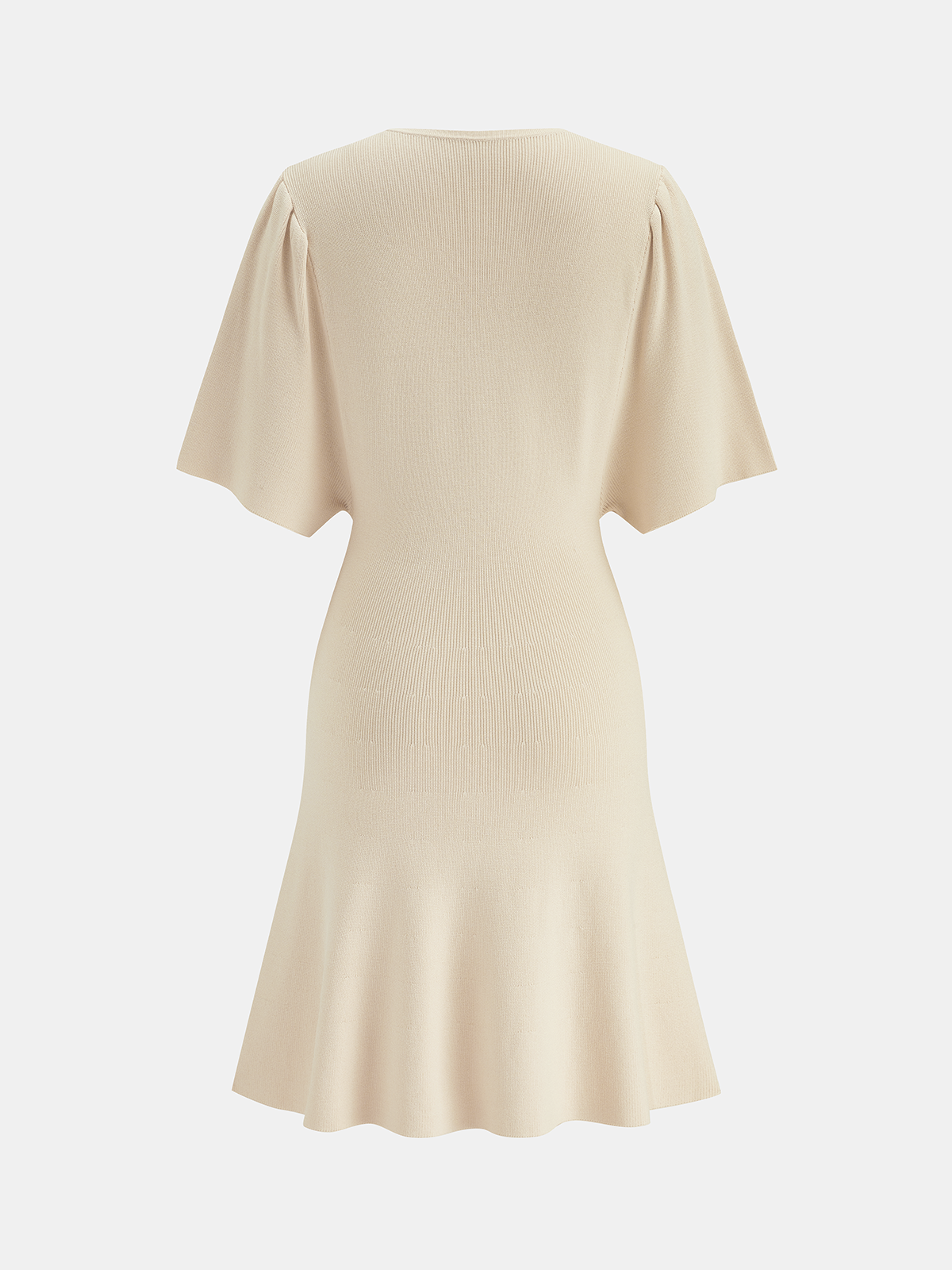 Keyhole Knit Dress with Flared Sleeves and Conch Detail