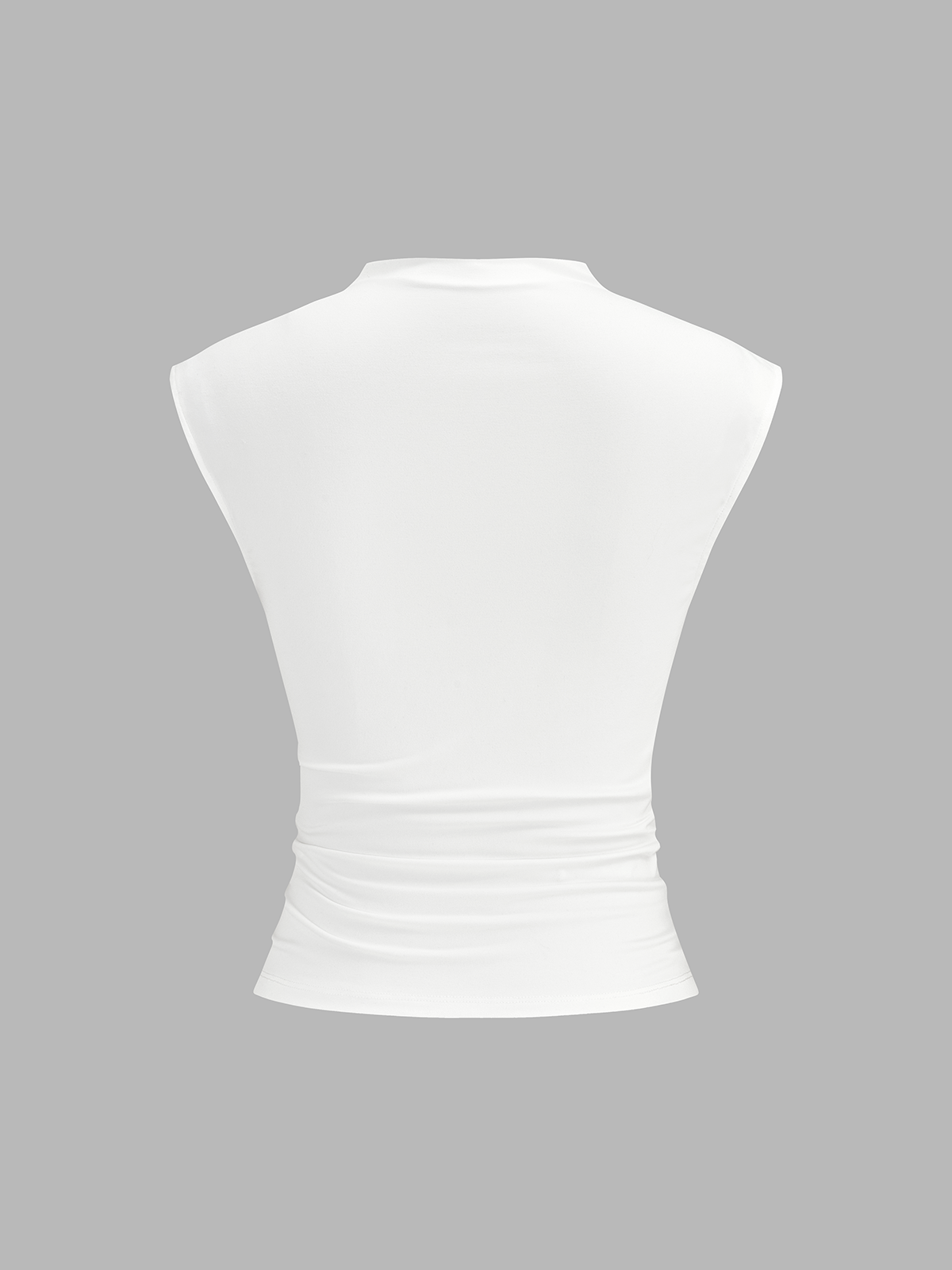 Mock Neck Sleeveless Top with Ruched Detail