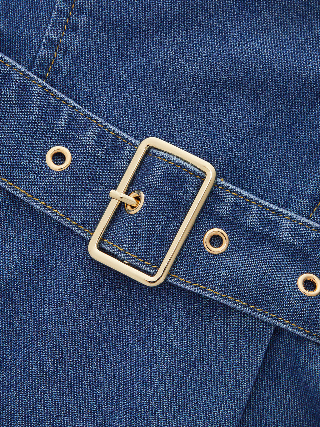 Belted Denim Mini Dress with Cami Straps
