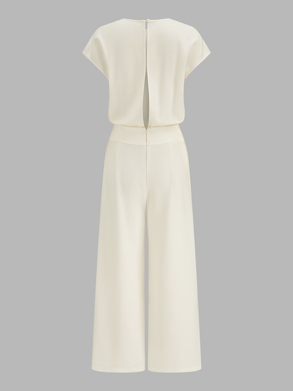 Cap Sleeve Jumpsuit with Open Back and Wide Legs