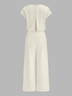 Cap Sleeve Jumpsuit with Open Back and Wide Legs