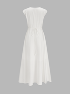 V-Neck Cap Sleeve Dress at Midi Length