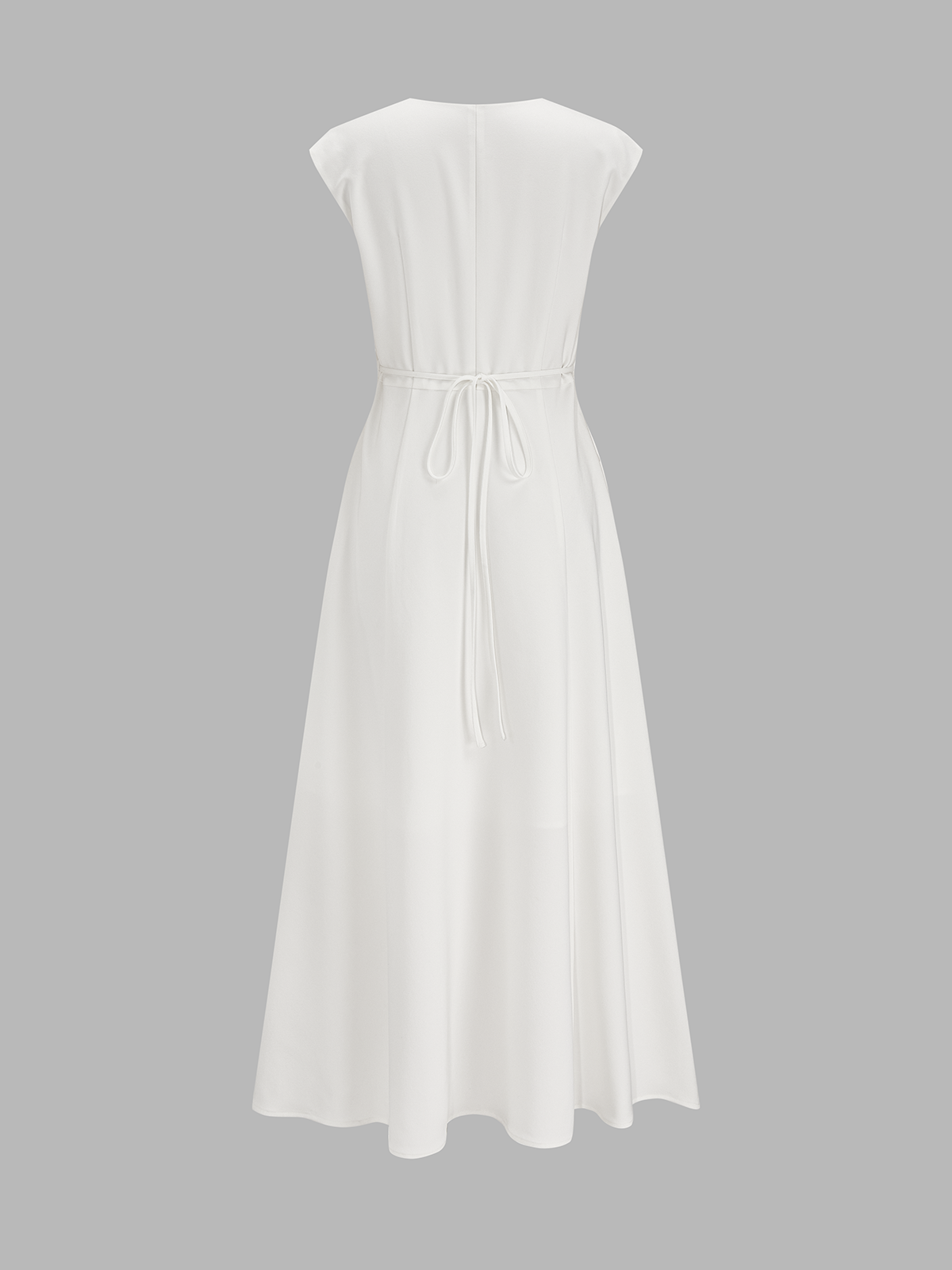 V-Neck Cap Sleeve Dress at Midi Length
