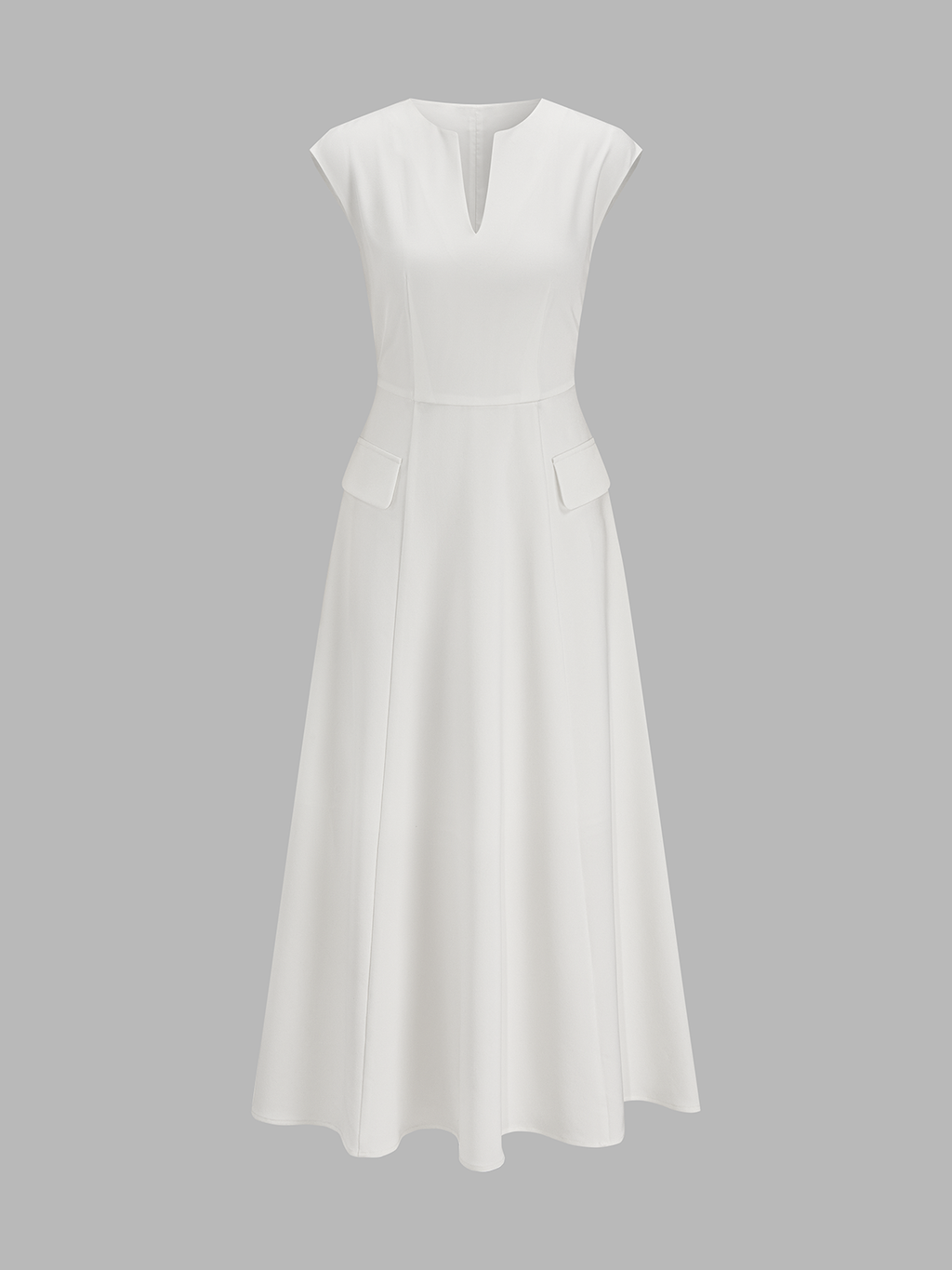 Cap Sleeve V Neck Midi Length Dress
