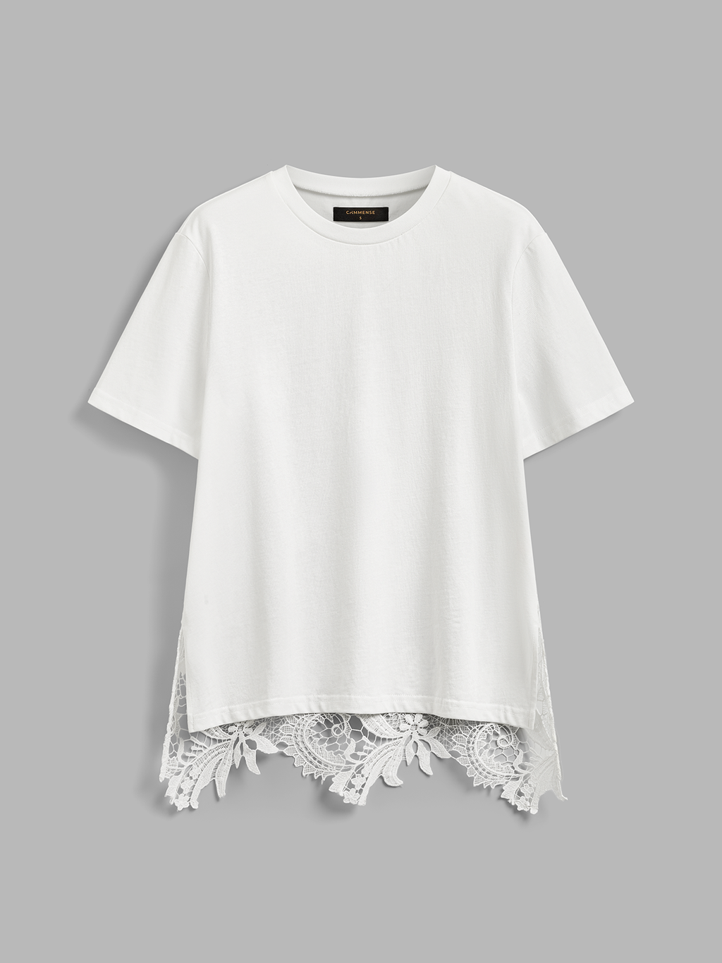 Cotton Short Sleeve Top with Lace Back Detail