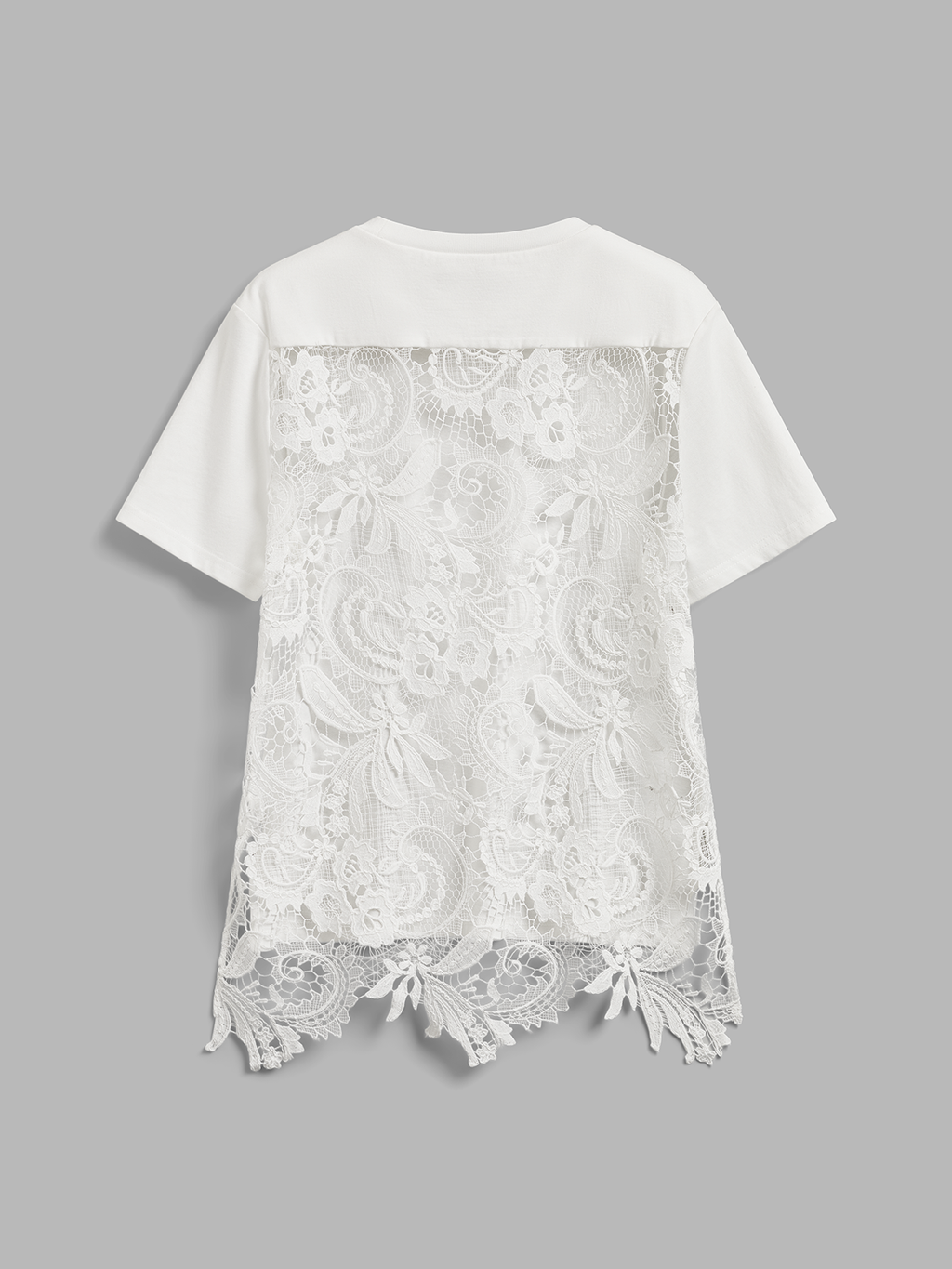 Cotton Short Sleeve Top with Lace Back Detail