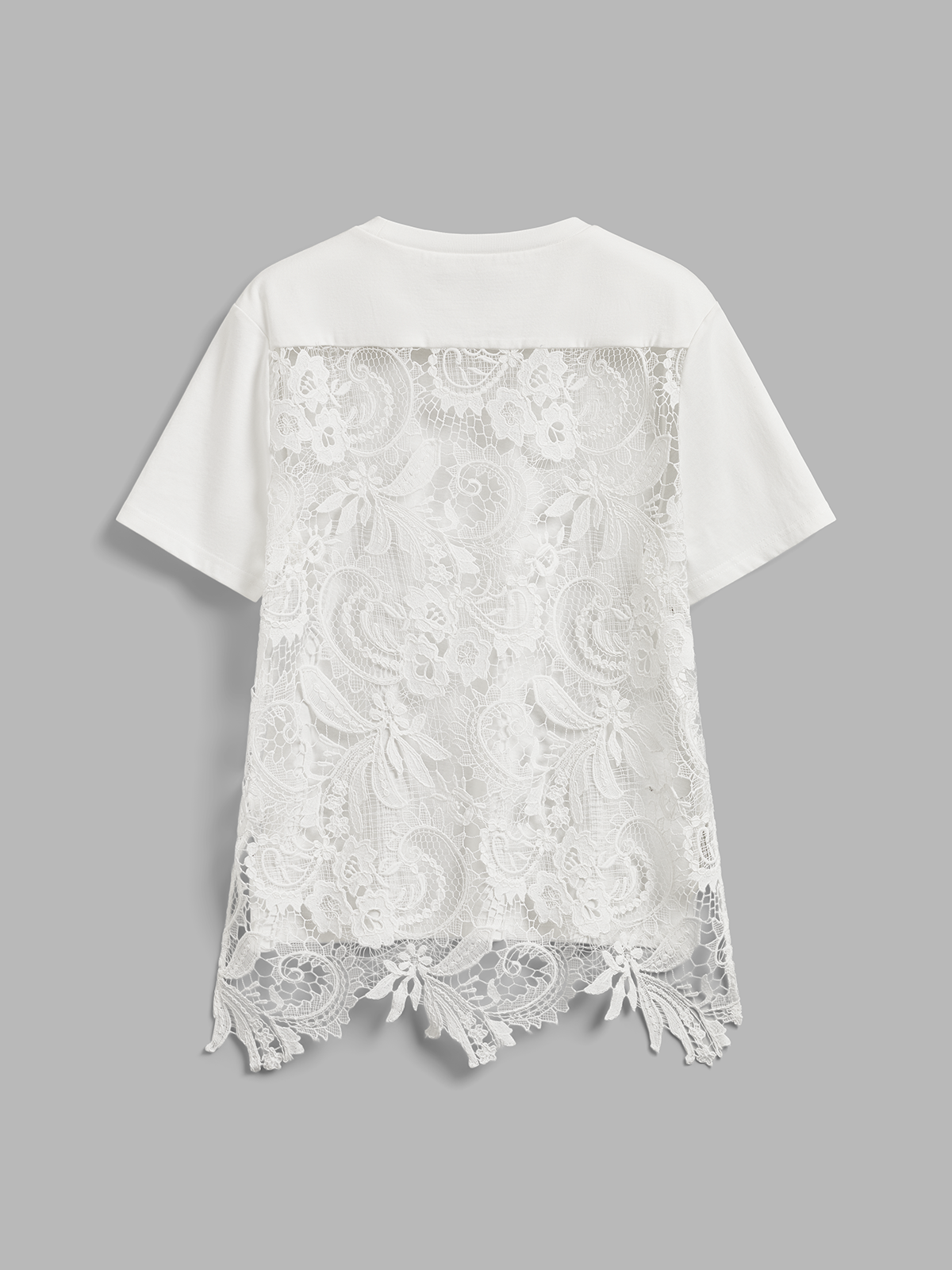 Cotton Short Sleeve Top with Lace Back Detail