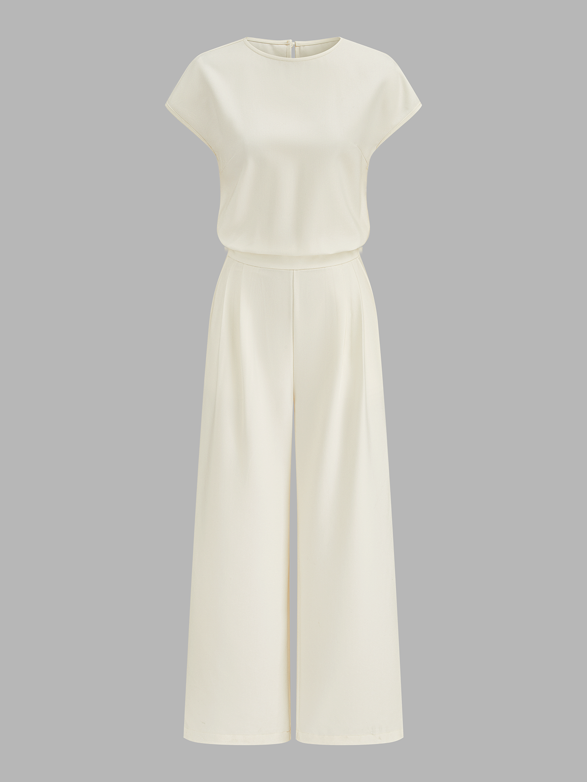 Cap Sleeve Jumpsuit with Open Back and Wide Legs