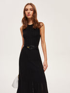 Semi-Sheer Mesh Dress Flared Style, No Belt