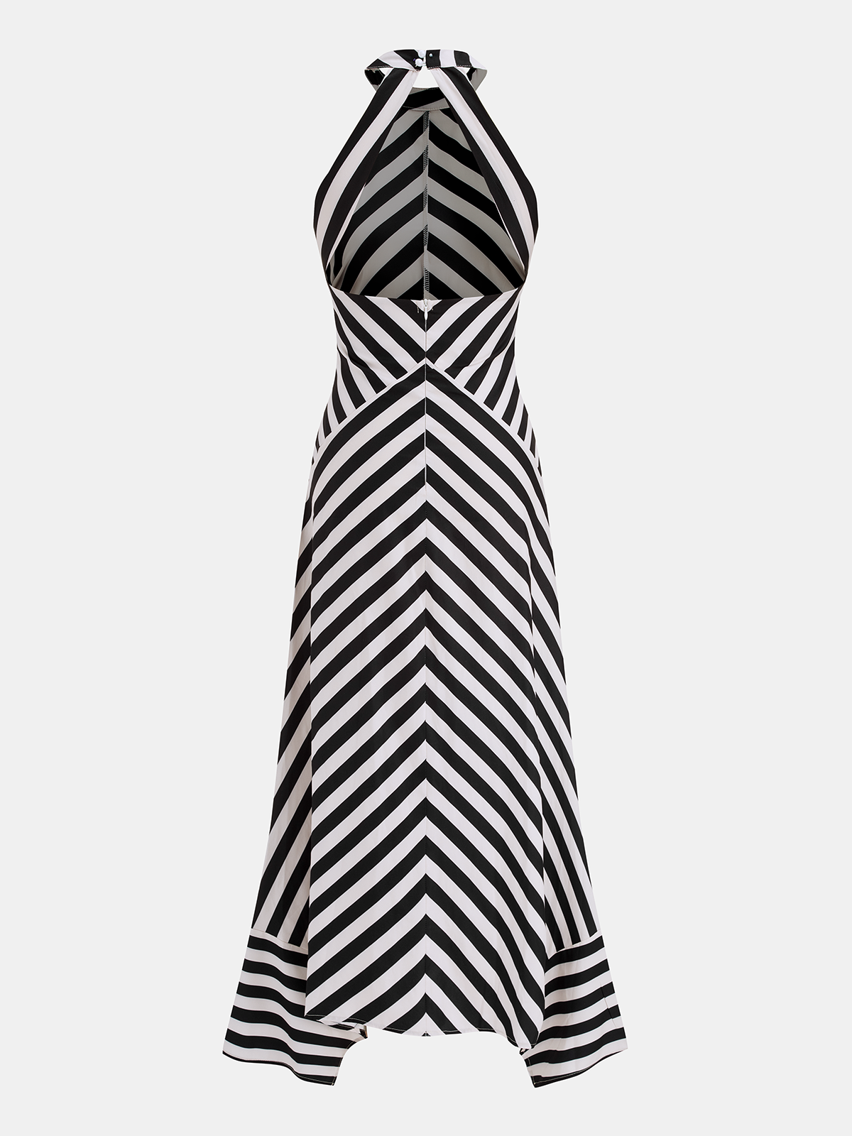 Striped Halter Maxi Dress with Backless Design