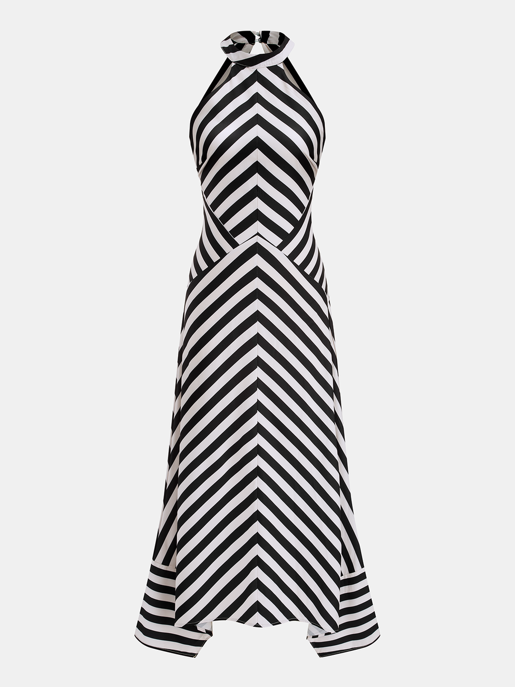 Halter Neck Striped Maxi Dress with Open Back