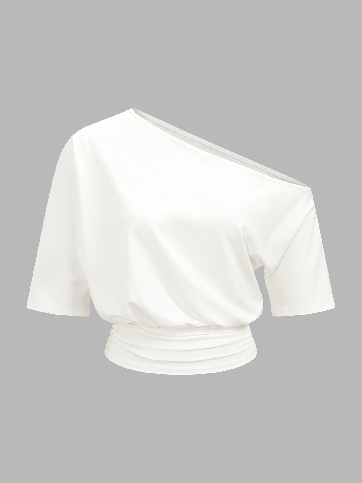 Cinched Off-Shoulder Crop Top with Elastic Waist