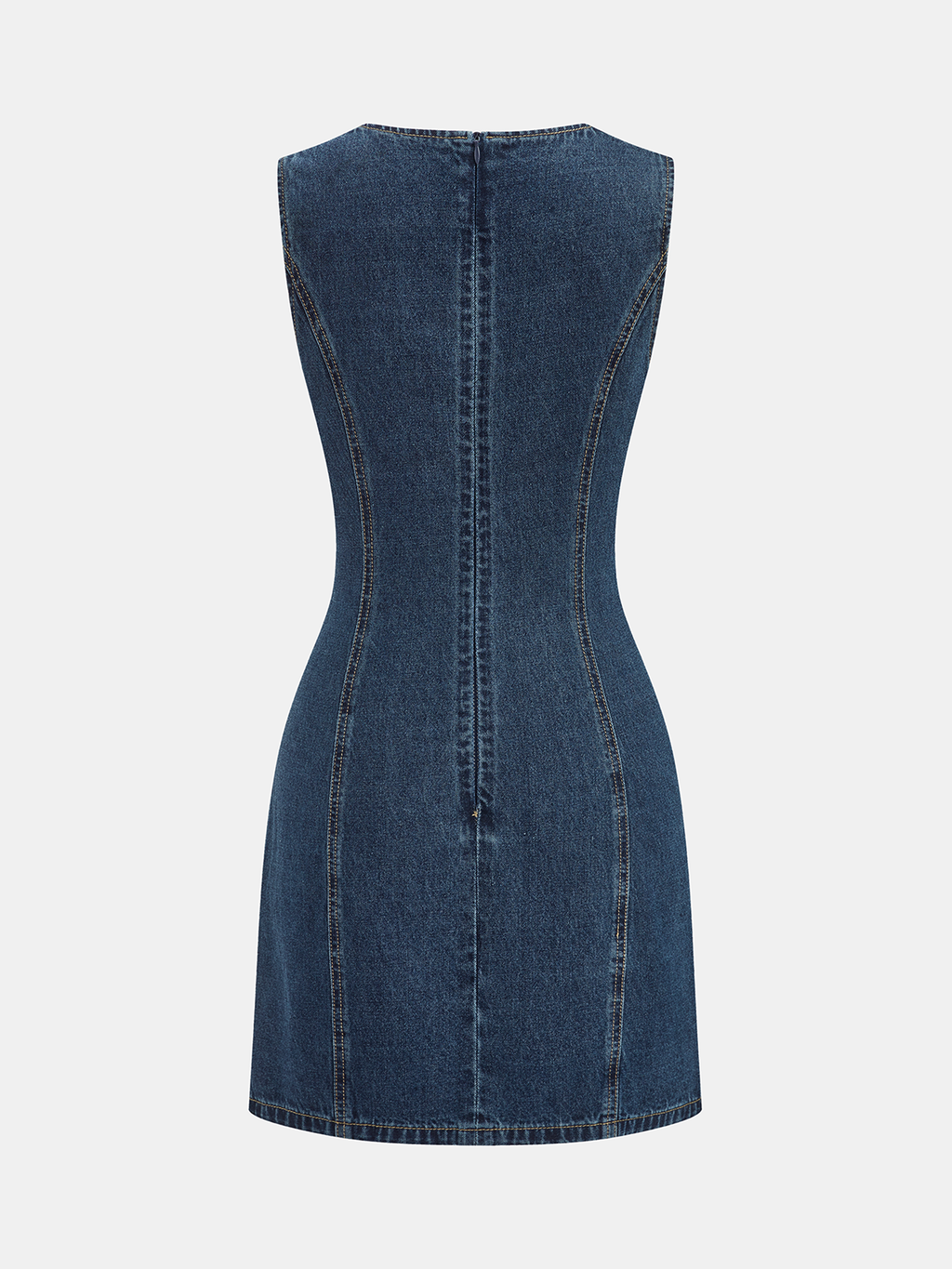 Sleeveless V-Neck Denim Dress Mini Length