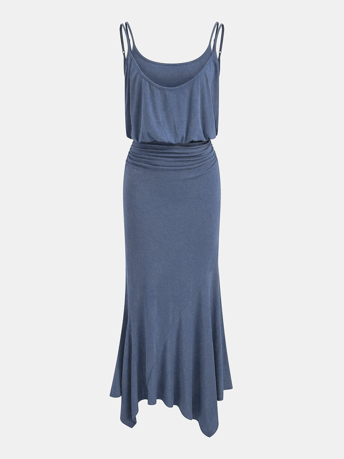 Asymmetric Ruched Cami Maxi Dress