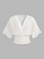 V-Neck Top with Twist Front and Batwing Sleeves
