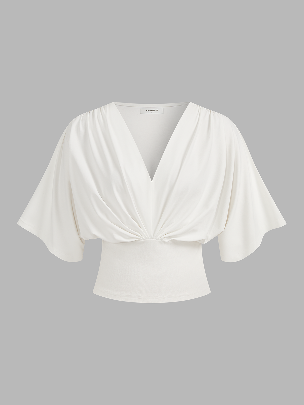 V-Neck Top with Twist Front and Batwing Sleeves