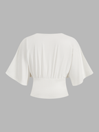 V-Neck Top with Twist Front and Batwing Sleeves