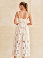 Cotton Patchwork Maxi Dress with Lace Embroidery
