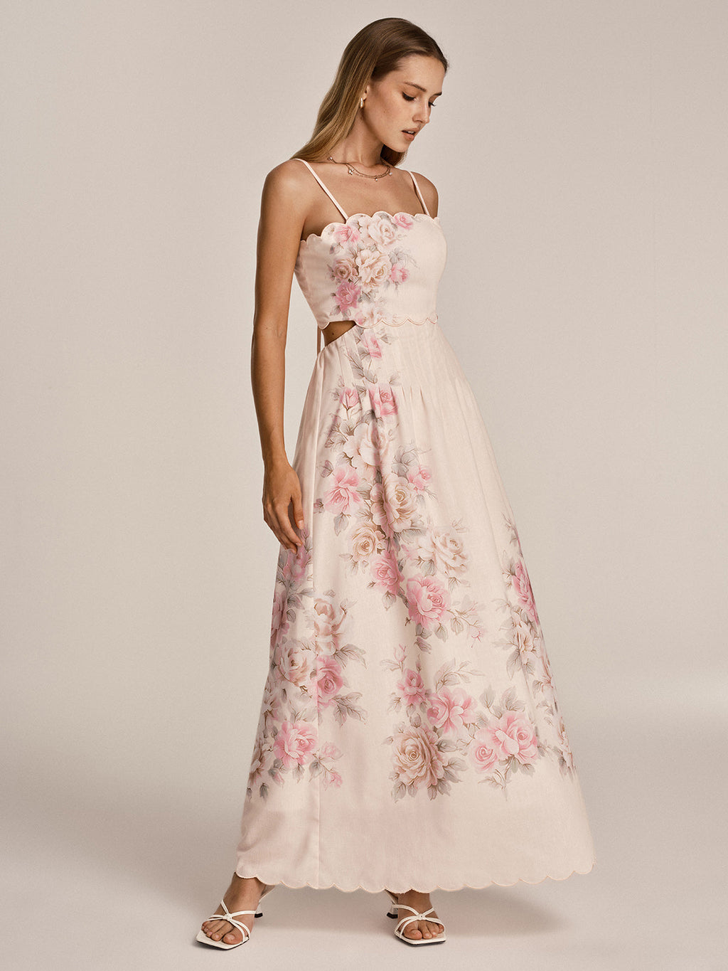 Floral Cut-Out Cami Maxi Dress