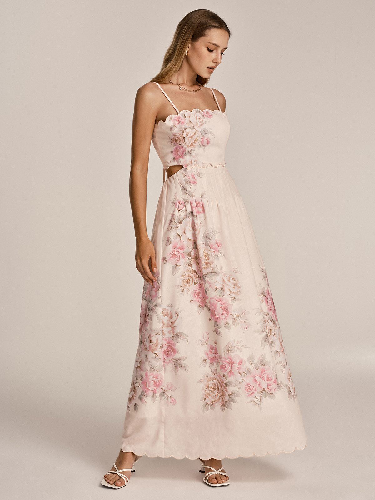 Floral Cut-Out Cami Maxi Dress
