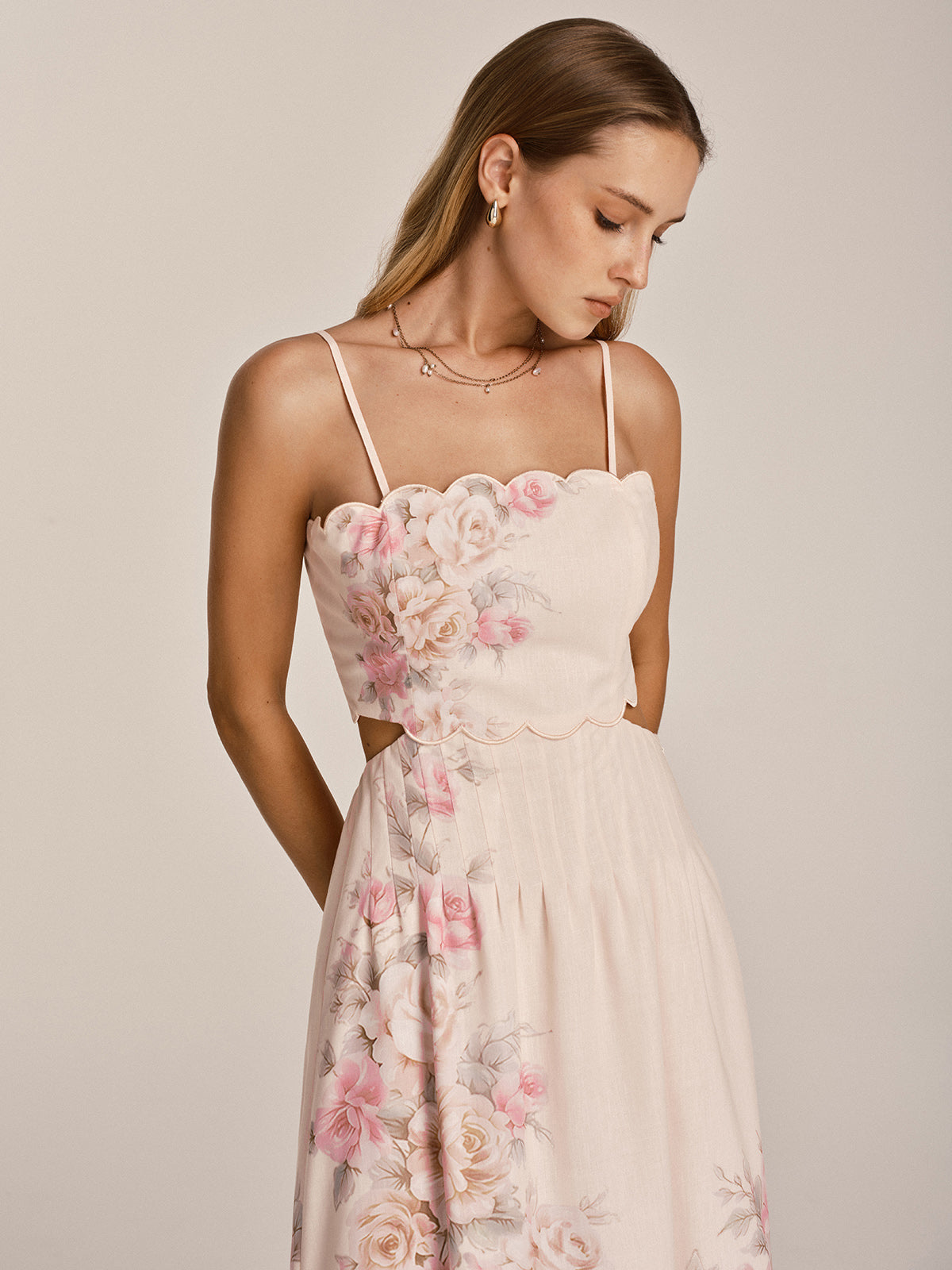 Floral Cut-Out Cami Maxi Dress