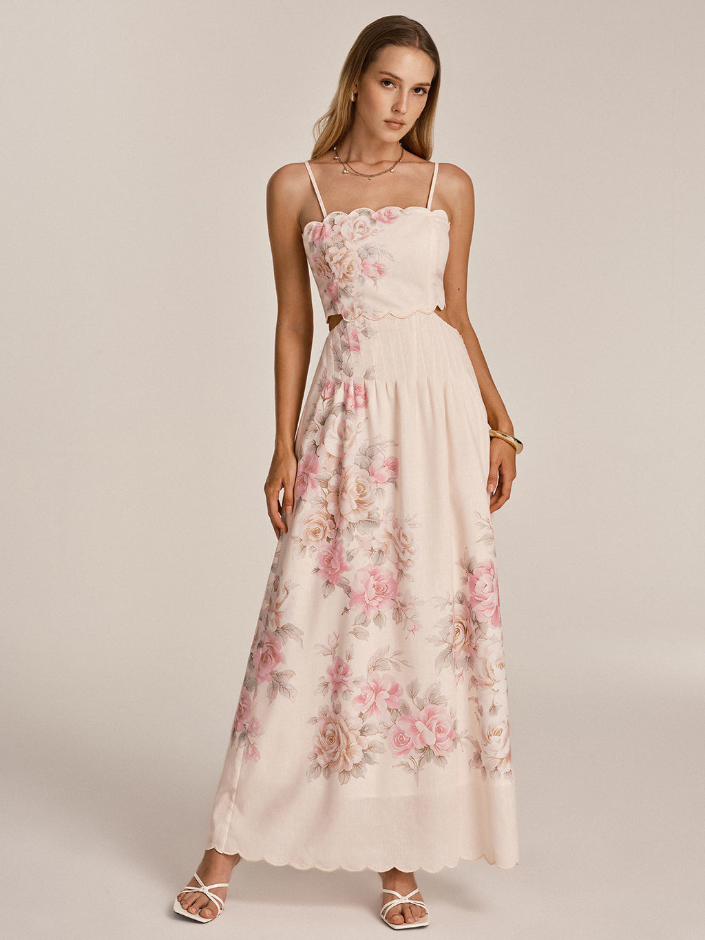 Floral Cut-Out Cami Maxi Dress