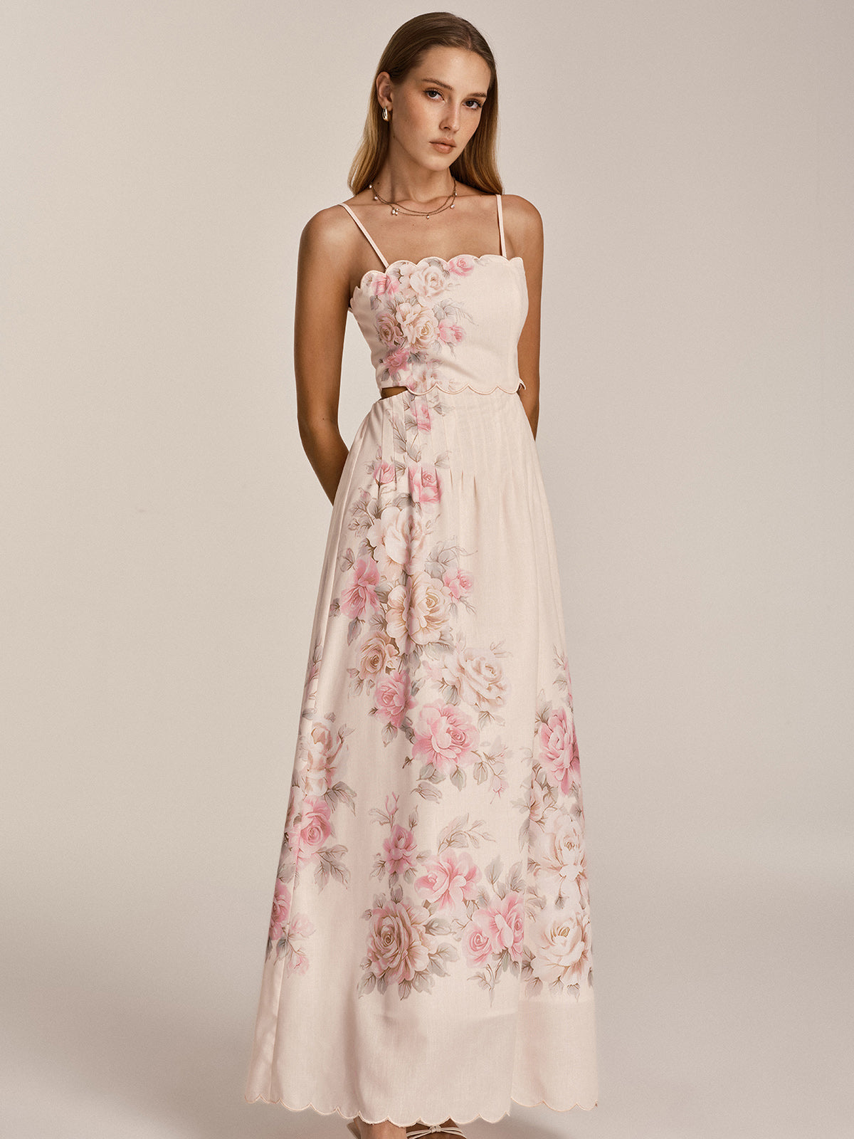 Floral Cut-Out Cami Maxi Dress