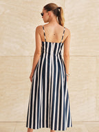 Striped Pocketed Cami Midi Dress