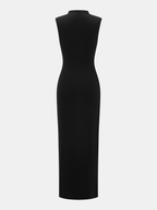 Keyhole Neck Sleeveless Ruched Maxi Dress