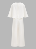 Belted Jumpsuit with Cape Sleeves and Wide Legs