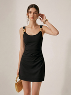 Strappy Bodycon Mini Dress with Ring Accents