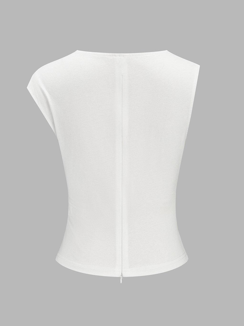 Ruched Cotton Top with Asymmetrical Fitted Design