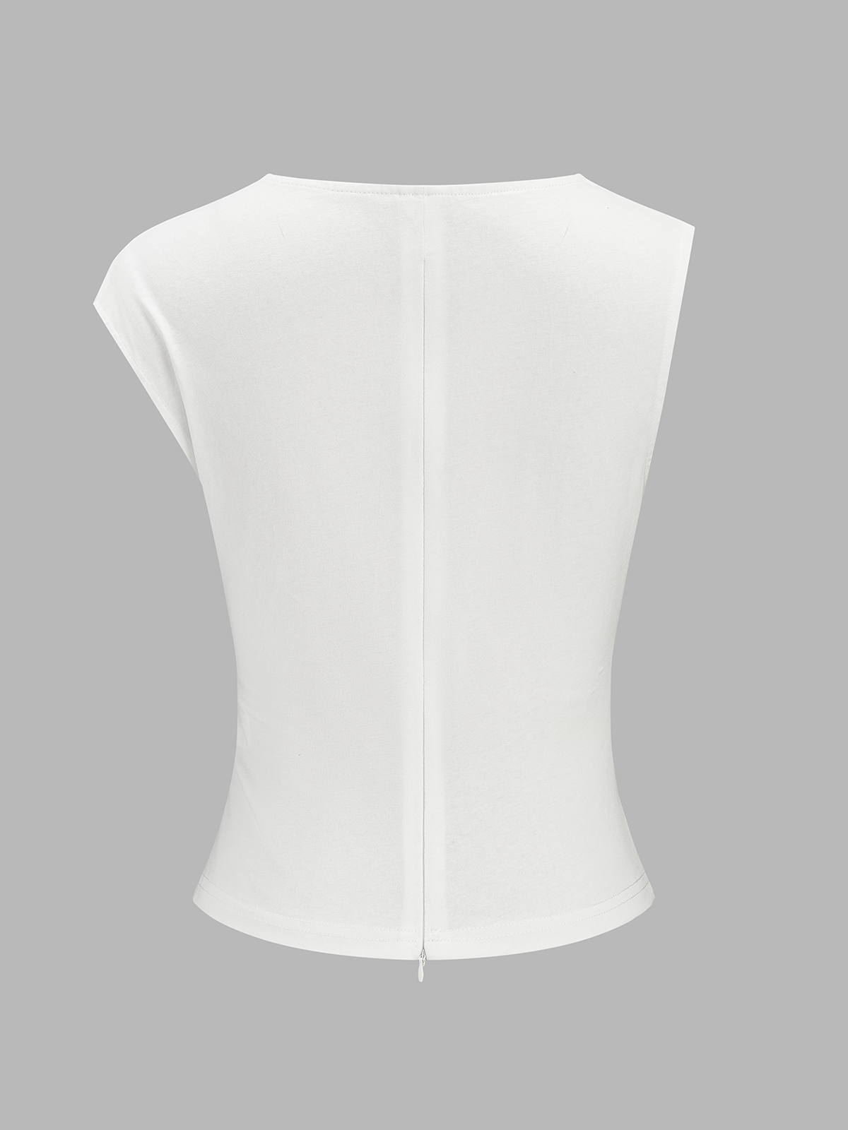 Ruched Cotton Top with Asymmetrical Fitted Design