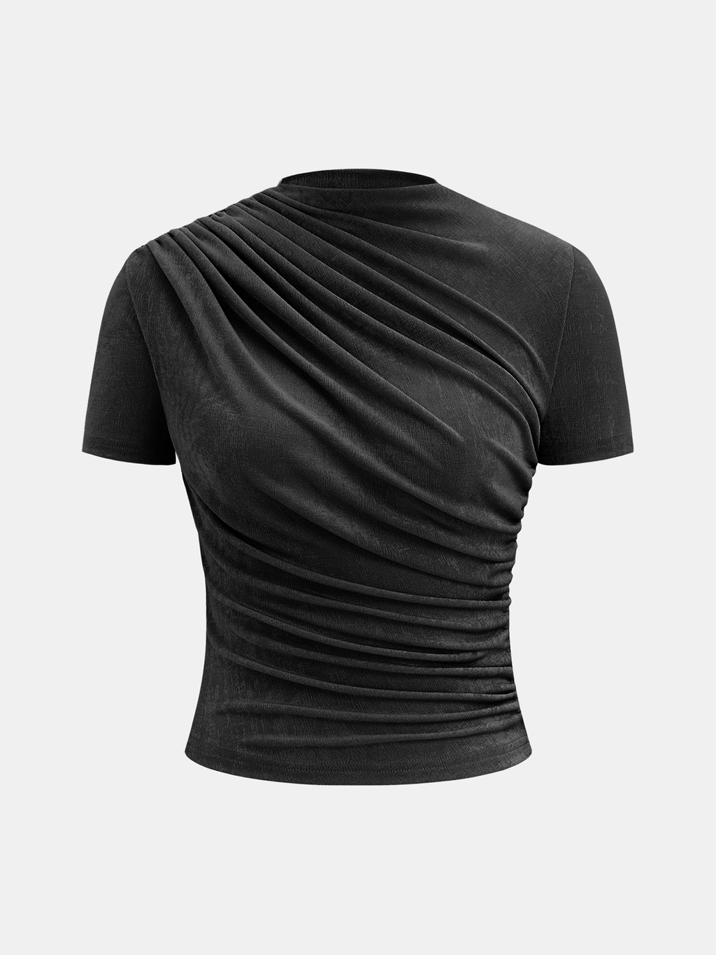 Ruched Asymmetric Top with Short Sleeves