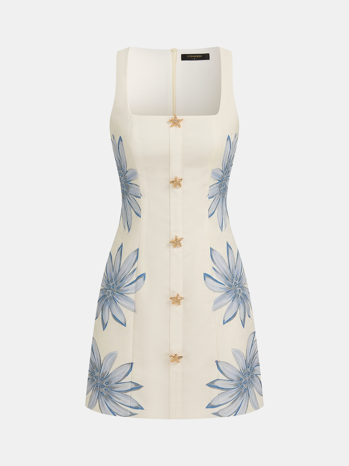 Starfish and Floral Print Sleeveless Mini Dress