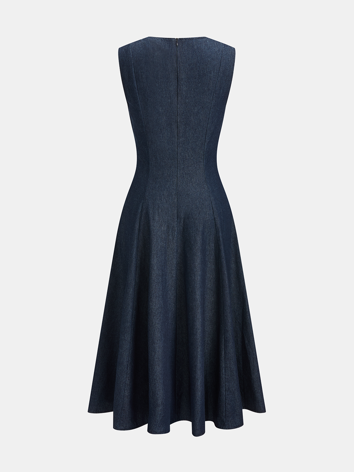 Sleeveless Denim Dress with Flared Midi Silhouette