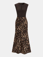 Leopard Print Sleeveless Maxi Dress for Summer