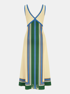 V-Neck Sleeveless Maxi Dress with Geometric Pattern