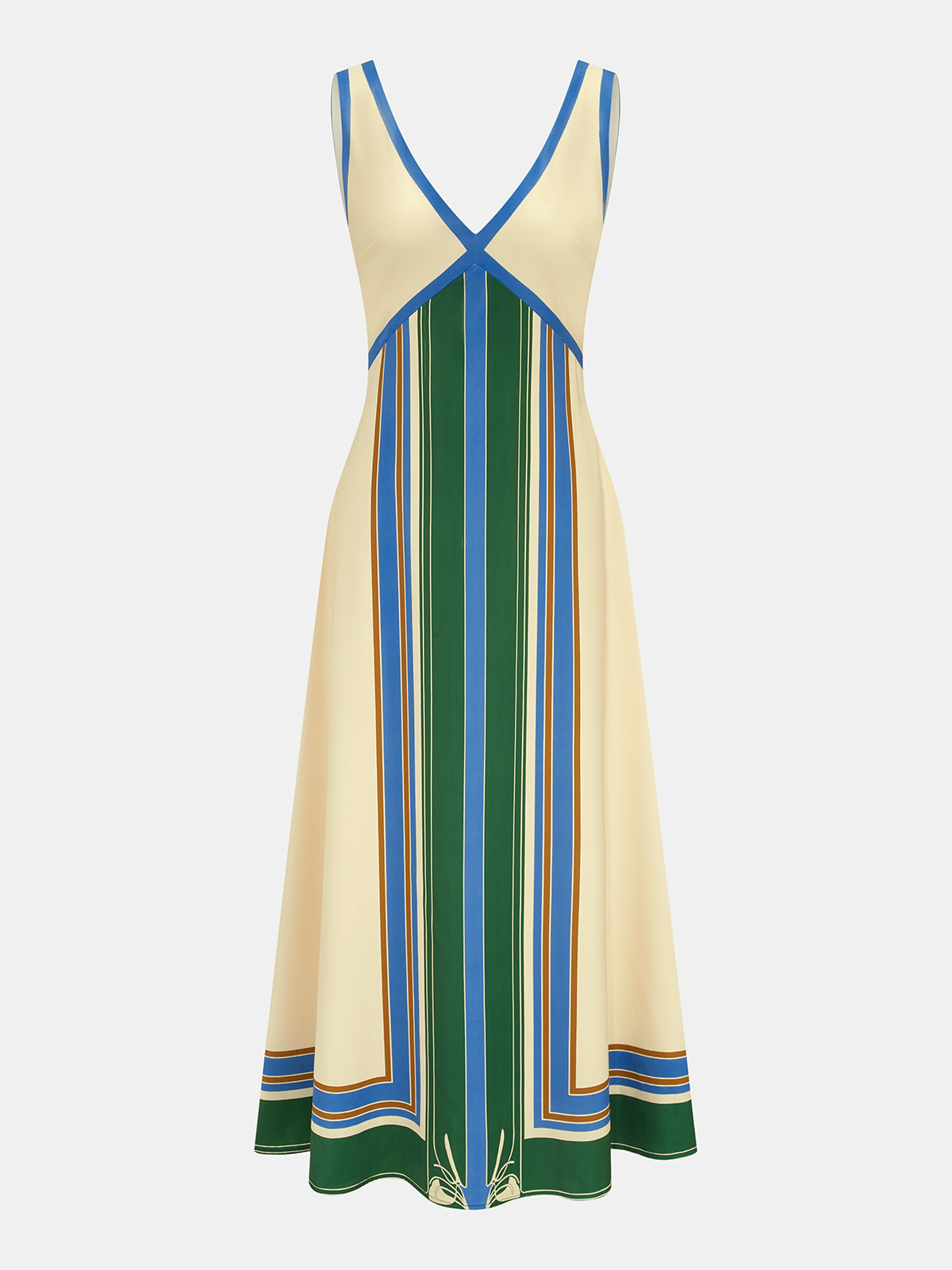 V-Neck Sleeveless Maxi Dress with Geometric Pattern