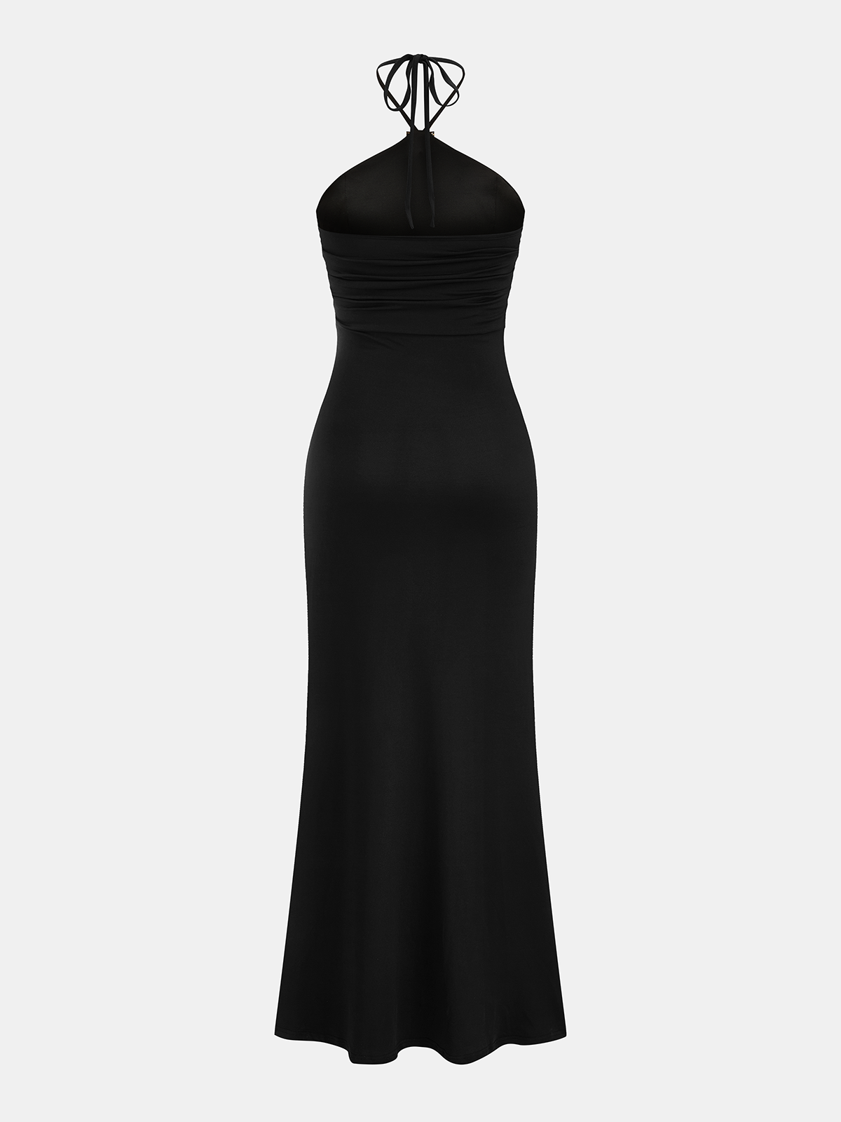 Halter Maxi Dress with Ruched and Embellished Details