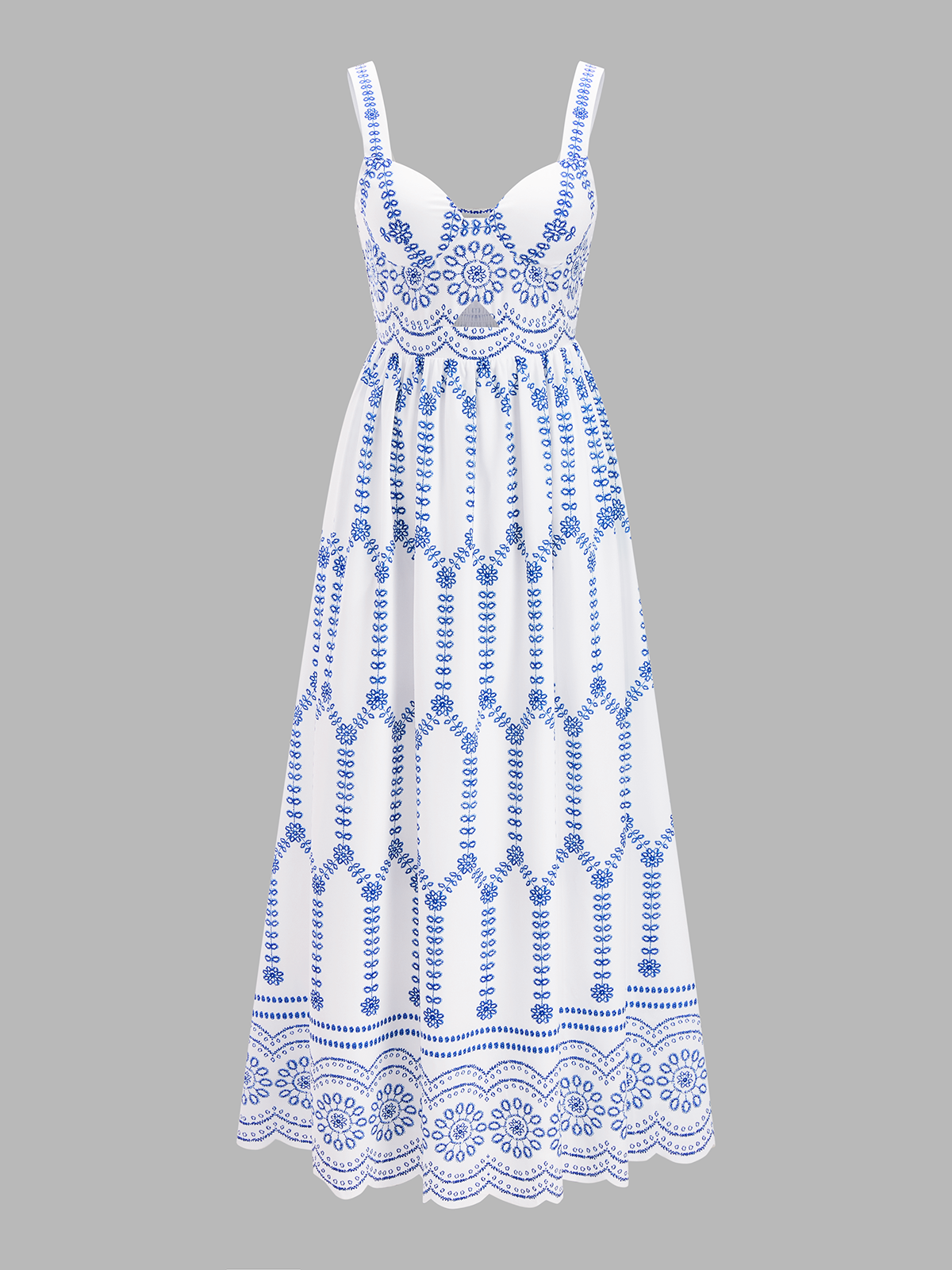 Boho Style Floral Print Maxi Dress with Cut-Outs