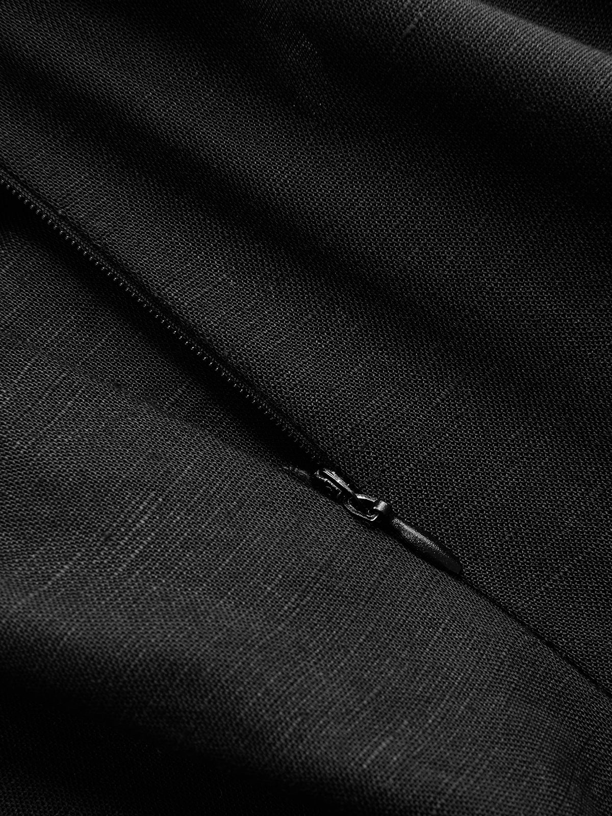 Strapless Linen-Blend Jumpsuit with Tie Waist and Wide Legs