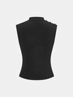 Sleeveless Mock Neck Top with Ruched Detailing