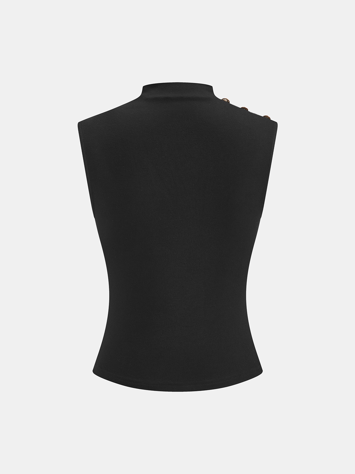 Sleeveless Mock Neck Top with Ruched Detailing