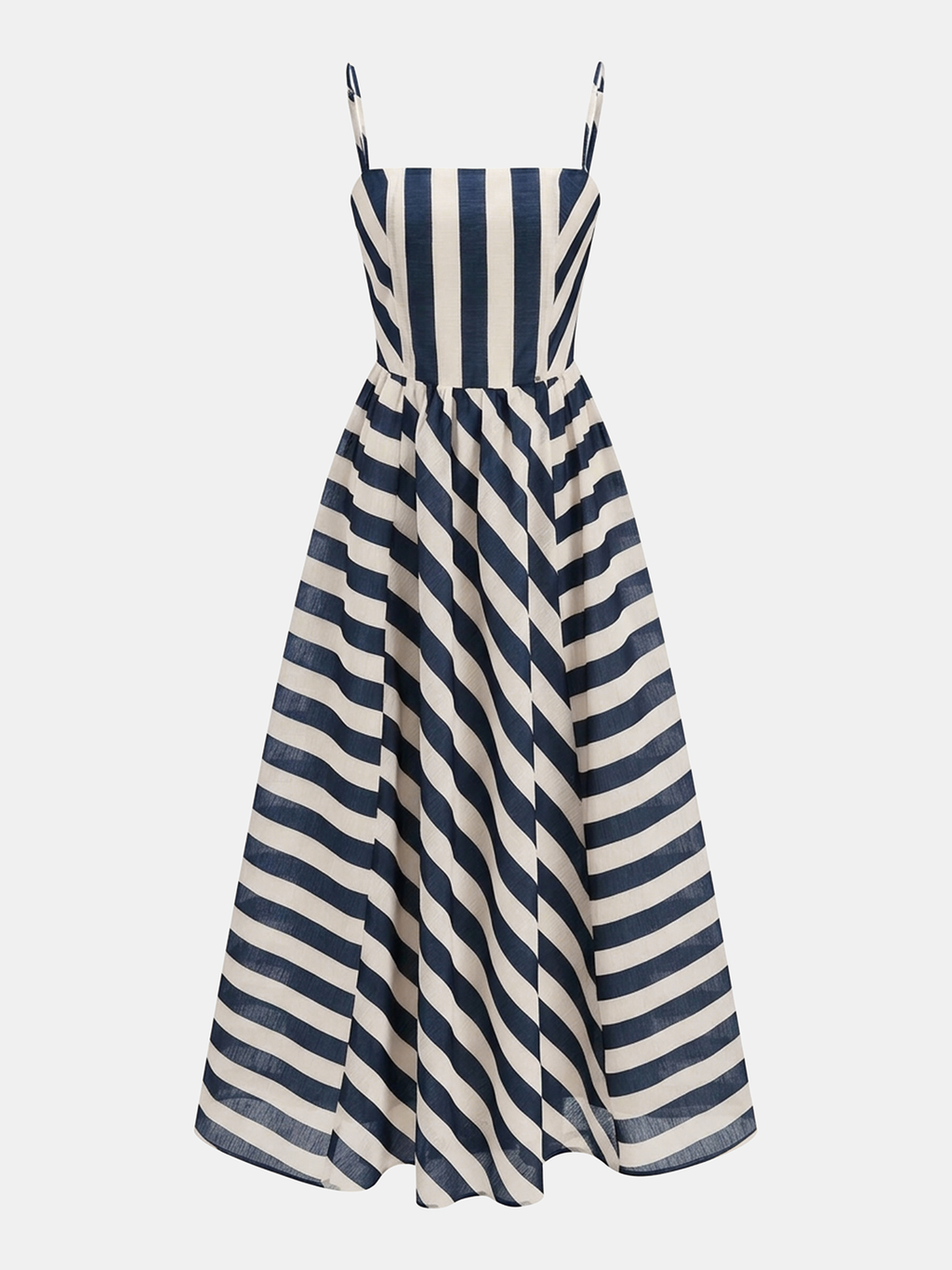 Striped Organza Sleeveless Maxi Dress with Cami Top