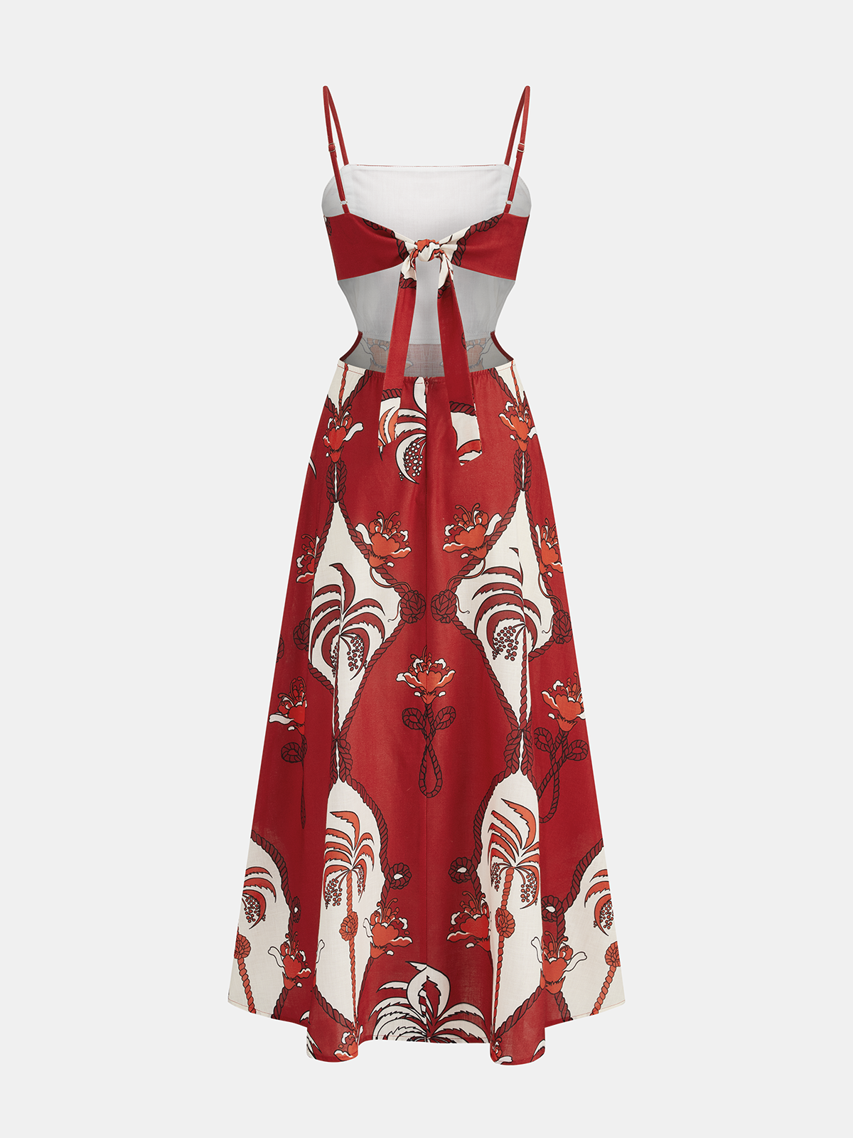 Tropical Print Maxi Dress with Cut-Out Detailing