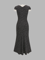Lace V-Neck Midi Dress with Polka Dot Pattern