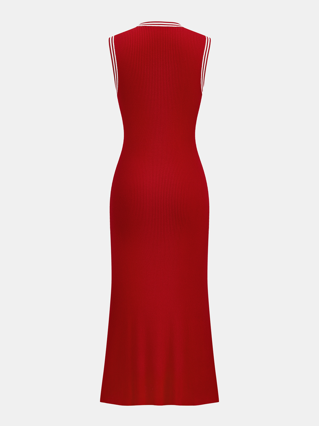 Contrast Trim Sleeveless Ribbed Maxi Knit Dress