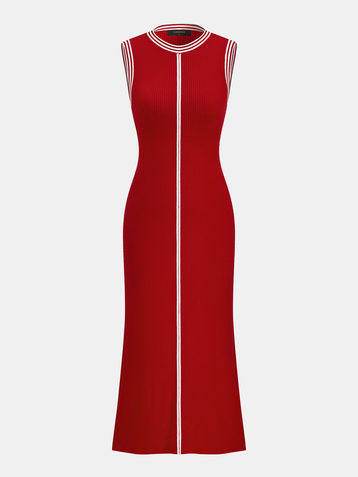 Contrast Trim Sleeveless Ribbed Maxi Knit Dress